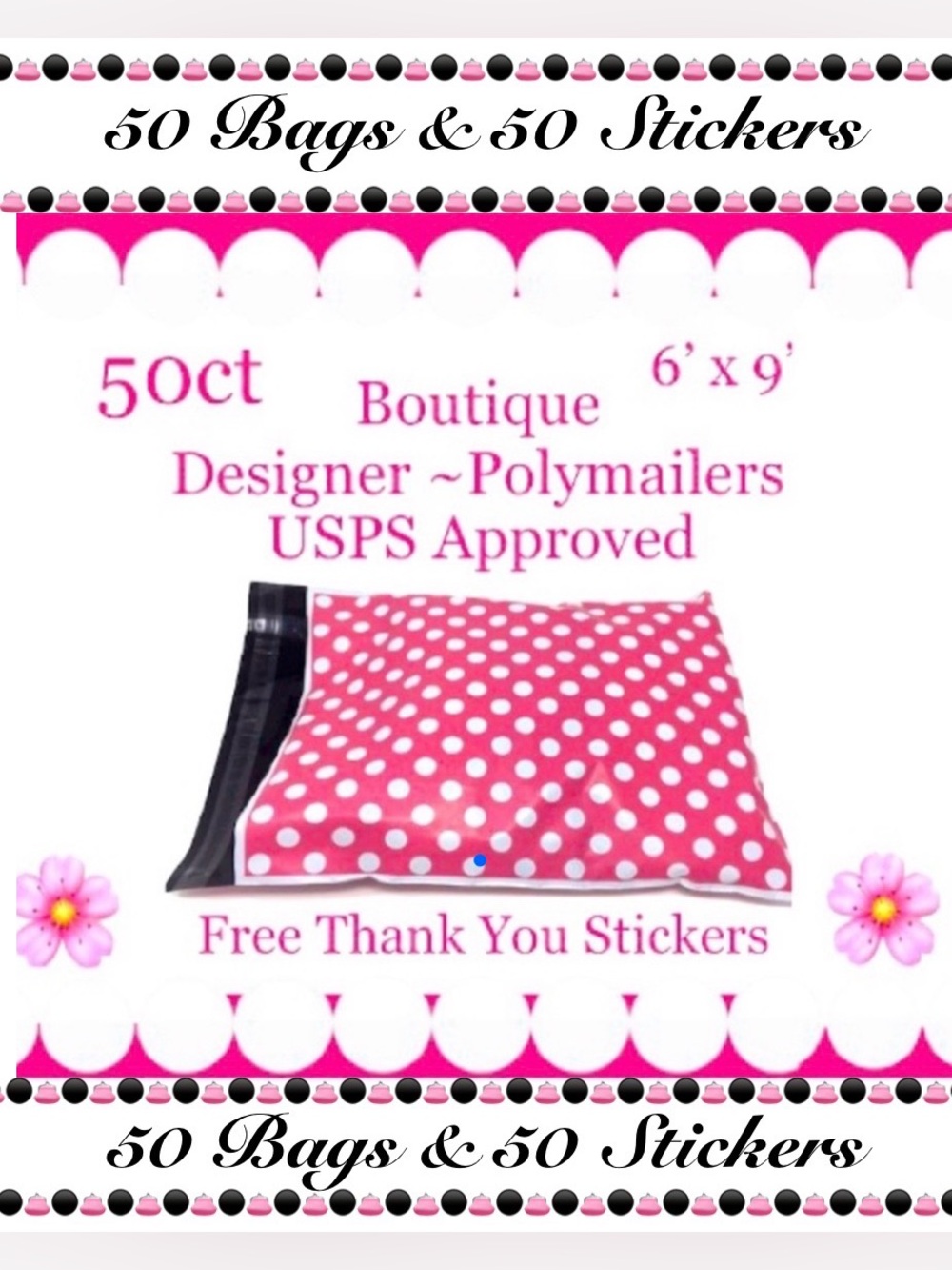 50pcs  6x9’ Polymailer Bags~BONUS 50ct Free Stickers 🌸🆕🌸 USPS Approved!